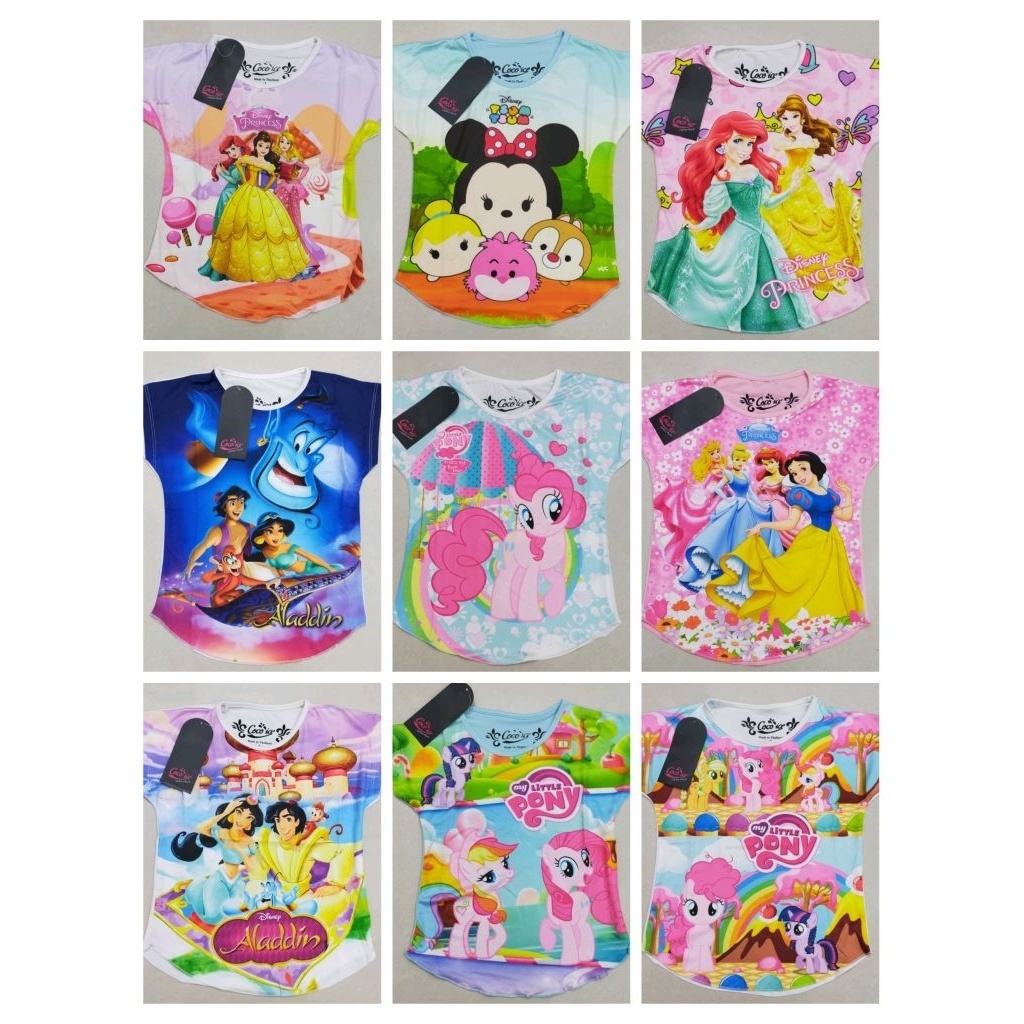 Atasan Anak Perempuan Coco Ice Model Dan Motif Bagus Harga Murah Motif princess Jasmine pony dll mot