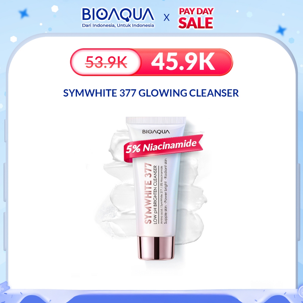 BIOAQUA Facial Wash SymWhite 377 Low PH Brightening Cleanser Sabun Cuci Muka 100g