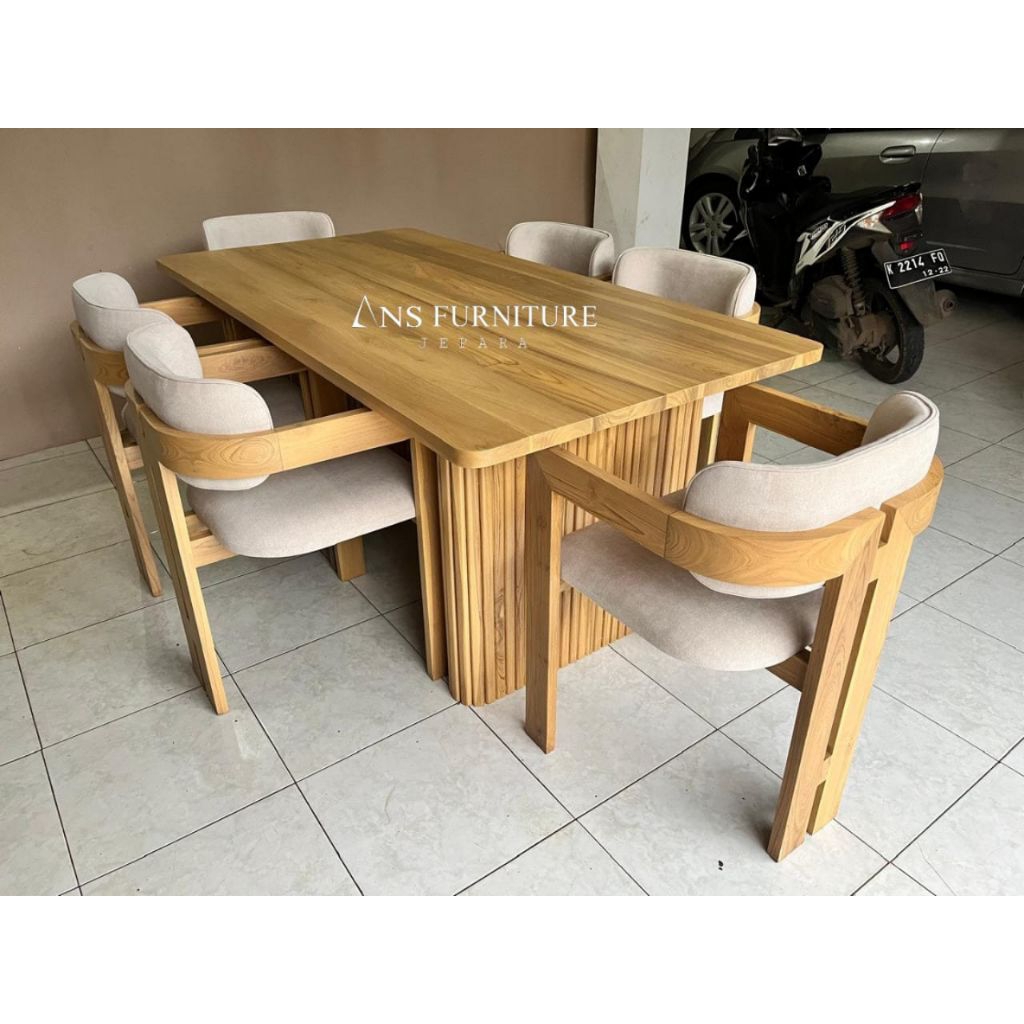 meja makan jati kursi 6