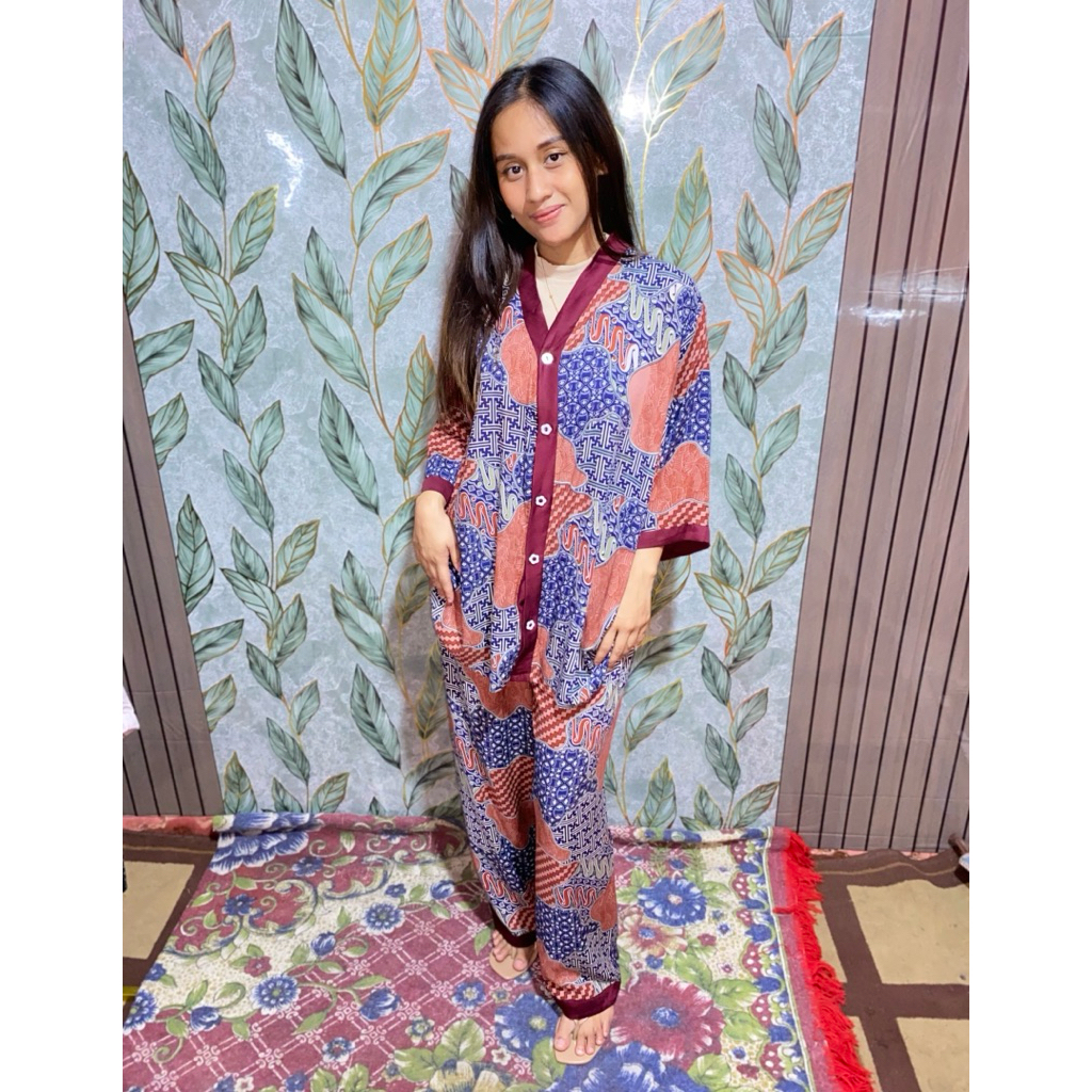 Pajamas One Set Kekinian Rayon Premium Grade A Lengan Panjang