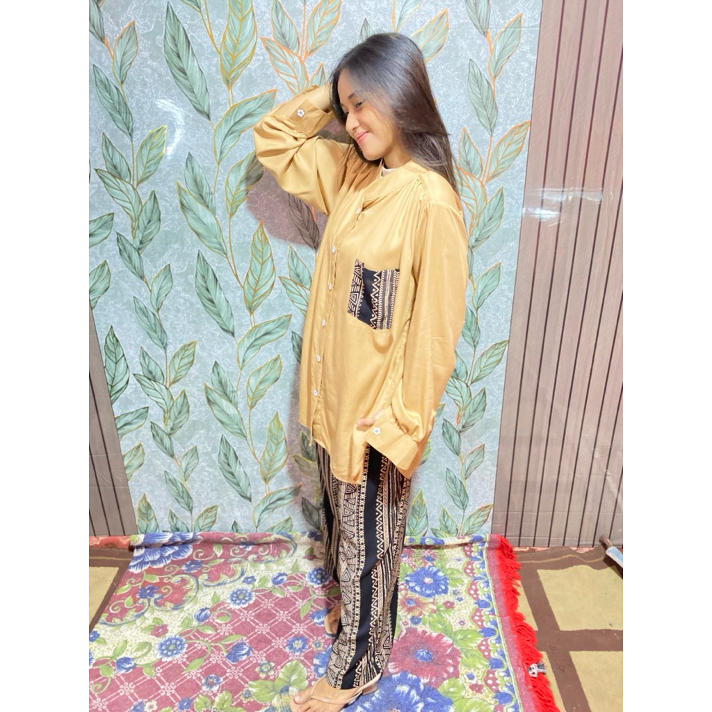 Pajamas One Set Kekinian Rayon Premium Grade A Lengan Panjang