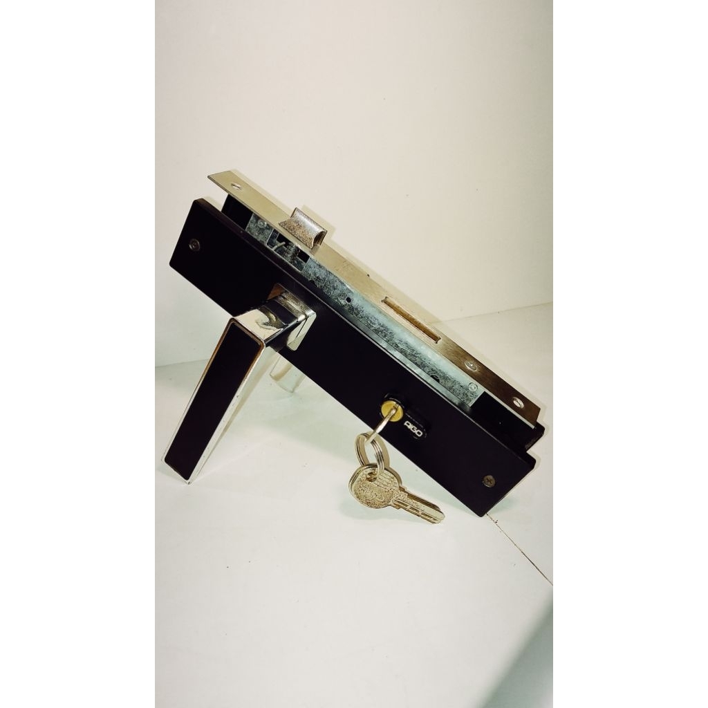 Handle Set Kunci Pintu Hitam list silver gagang kotak dan oval
