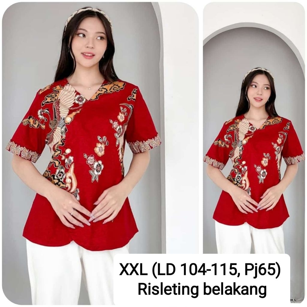 Atasan Batik Imlek Blouse Batik Cheongsam Wanita AB-06