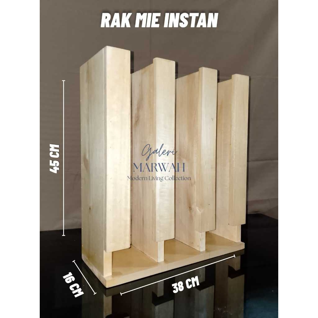 Rak Penyimpanan Mie Instan Bahan Kayu Rak Dapur Serbaguna Minimalis Estetik