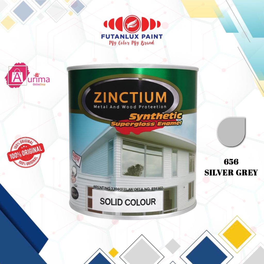 CAT FUTANLUX ZINCTIUM COLOR SILVER GREY - 656 CAT MINYAK UNTUK KAYU DAN BESI CEPAT KERING REPACK