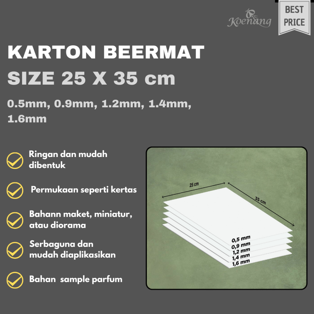 Kertas Karton Beermat Ukuran 25x35