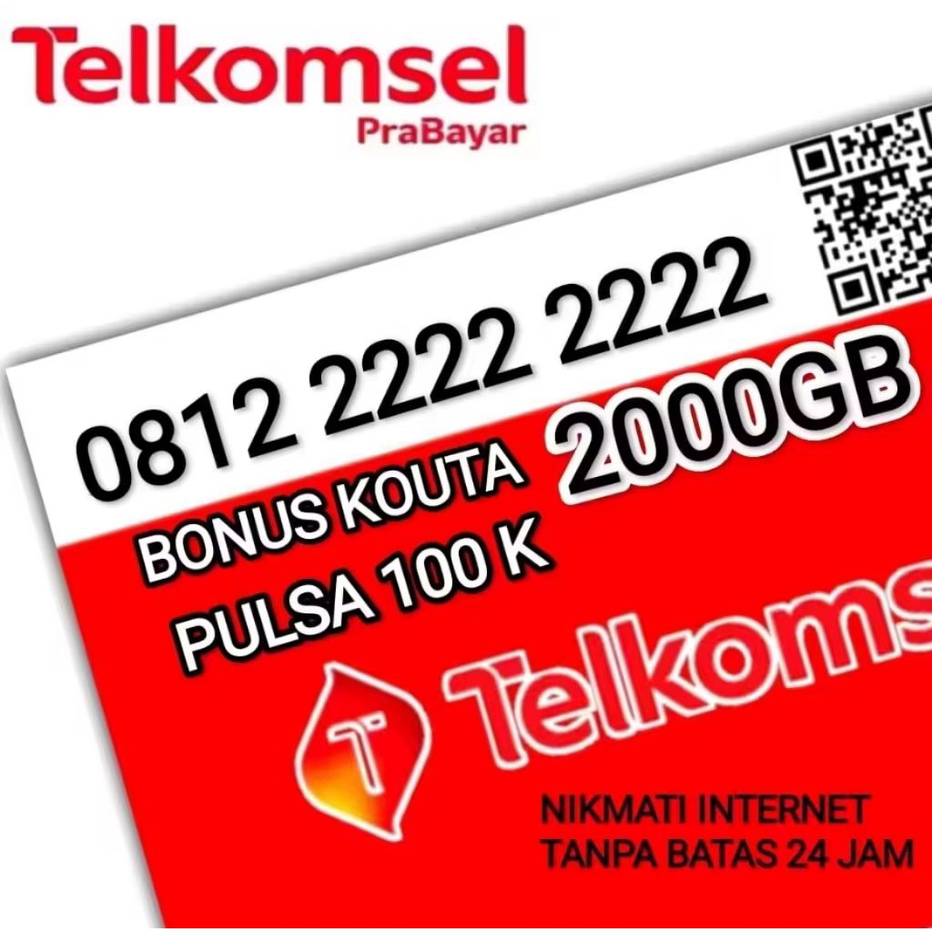 Promo Kartu Perdana Telkomsel 12Digit Bonus Kuota 2000GB Support Jaringan 4G