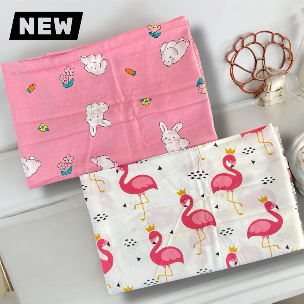 (Harga/0,5Meter) Kain Katun Rayon Viscose Premium || Kain Rayon Motif Karakter Anak Lucu || Kain Met