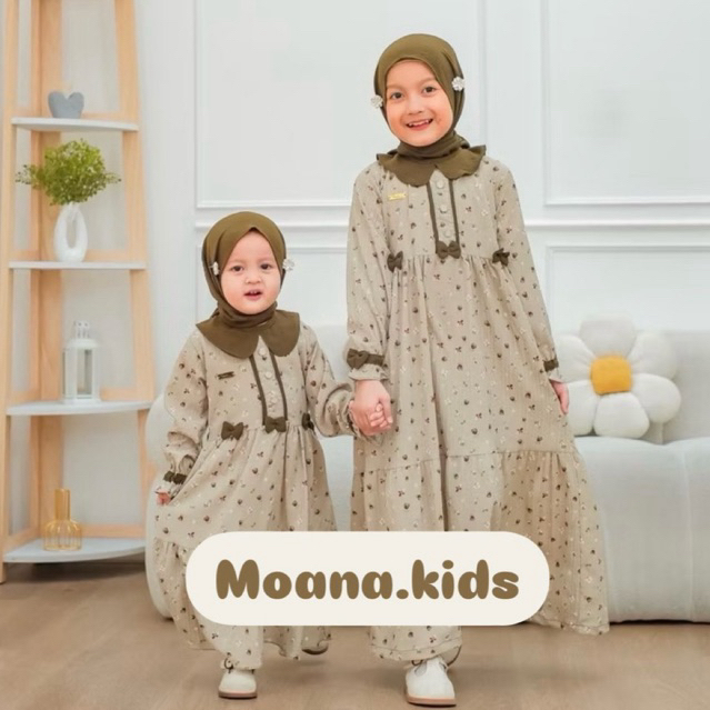 Moana kids set phasmina, gamis syar’i anak usia 1-12 tahun, gamis anak motif, baju gamis anak cantik