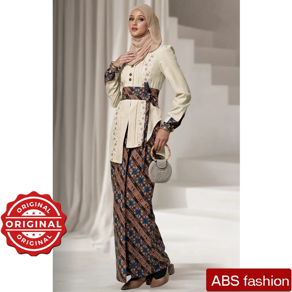 Gamis model Kebaya Huldah Jacquard Polycotton Batik Kawung Susun XS-XL, TUNEECA T-0126004