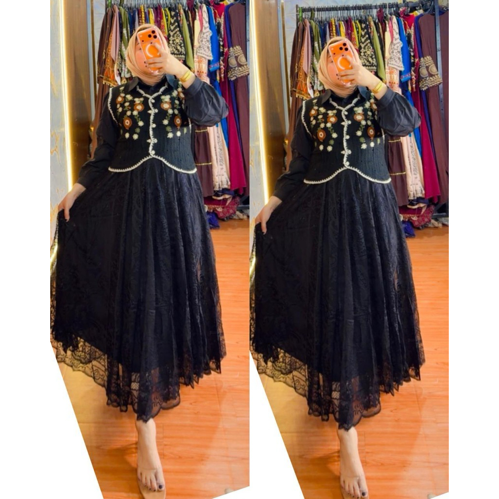 DRES Rajut Zra Women Mix Brukat Wanita Kekinian