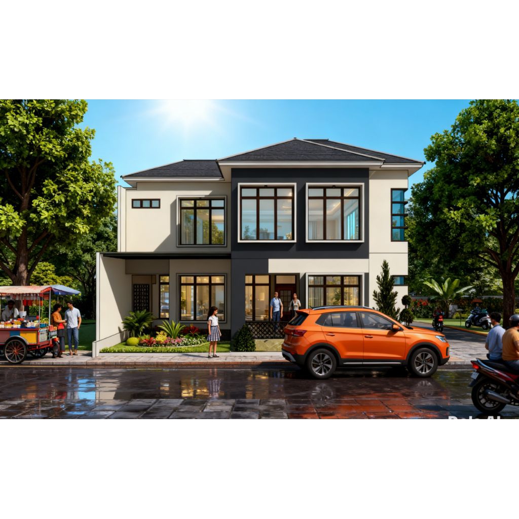 paket desain rumah minimalis 2 lantai, dilahan10x15, 5 kamar tidur. paket Desain rumah 3D. jasa desa