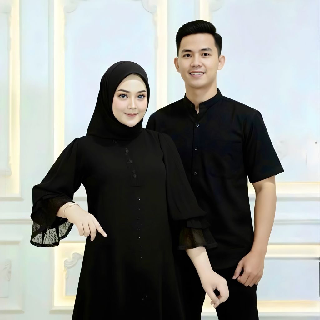 MAWA SET-Couple Abaya & Koko Jatblack Mix Abaya Renda Raya Series 2026