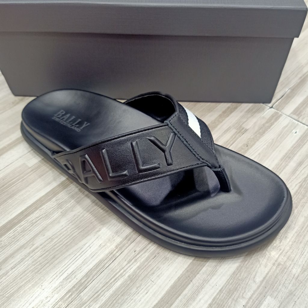 Sendal jepit Bally hitam putih selop jepit pria