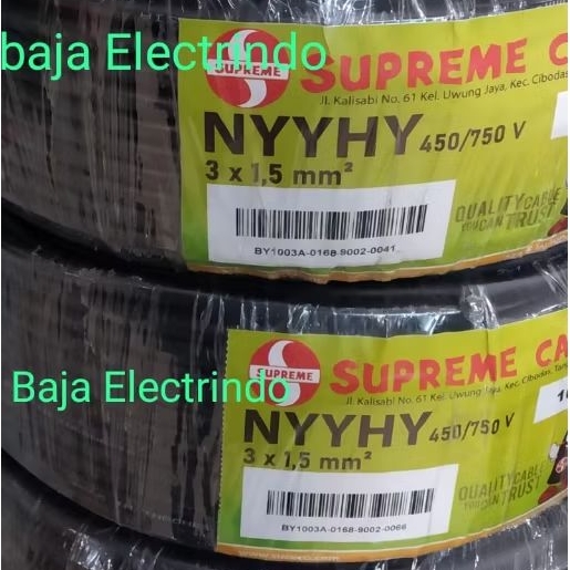Kabel Serabut isi 3 NYYHY 3X1,5mm SUPREME @50M / 100M NYYHY 3x1,5 3X1.5 3x1.5mm