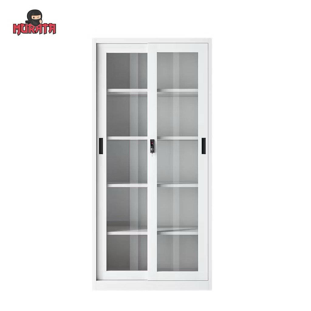Lemari Besi Arsip Kantor / Lemari Buku Pintu Sliding FULL PUTIH