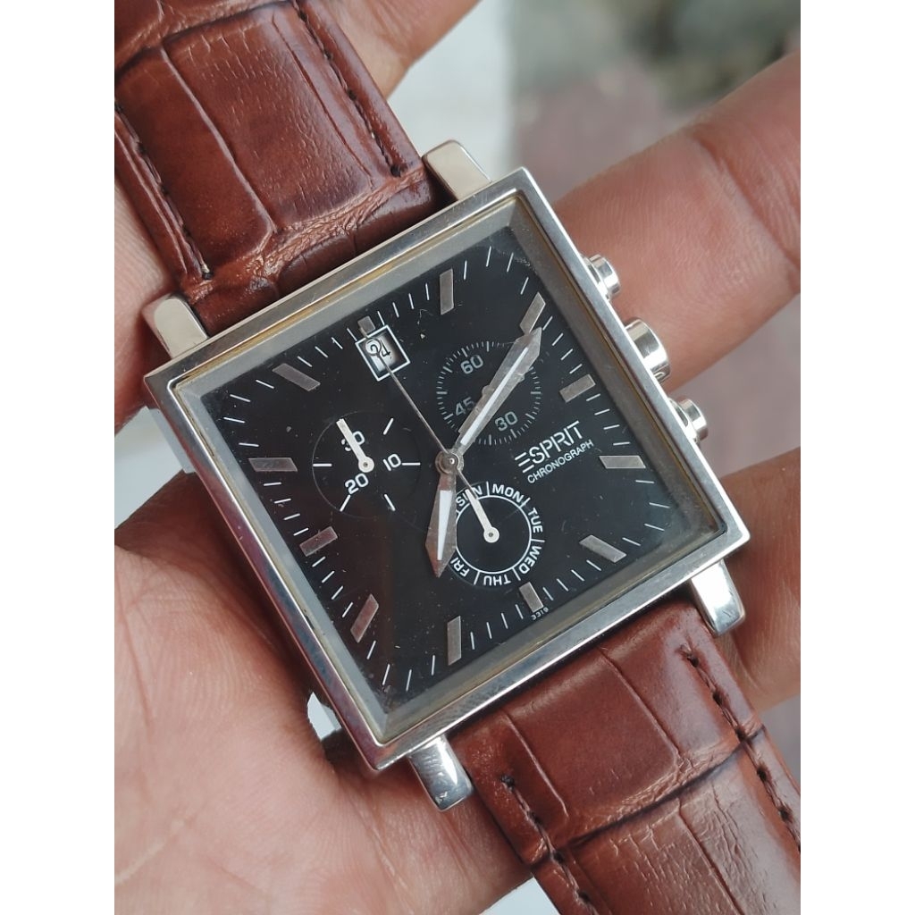 esprit chronograph jam tangan pria original preloved/second/bekas
