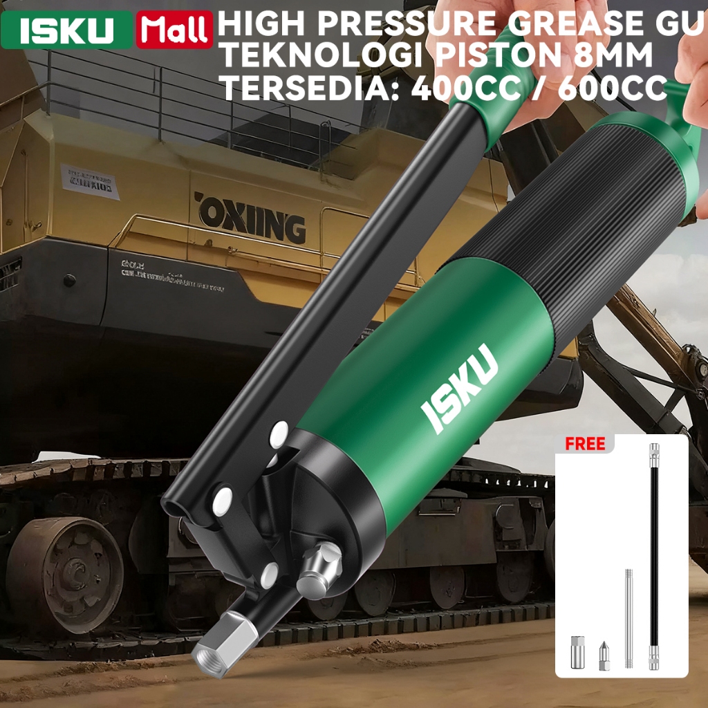 ISKU Pompa Gemuk Manual 400CC 600CC Grease Gun Heavy Duty Tembakan Stempet Tekanan Tinggi Spet Gemuk