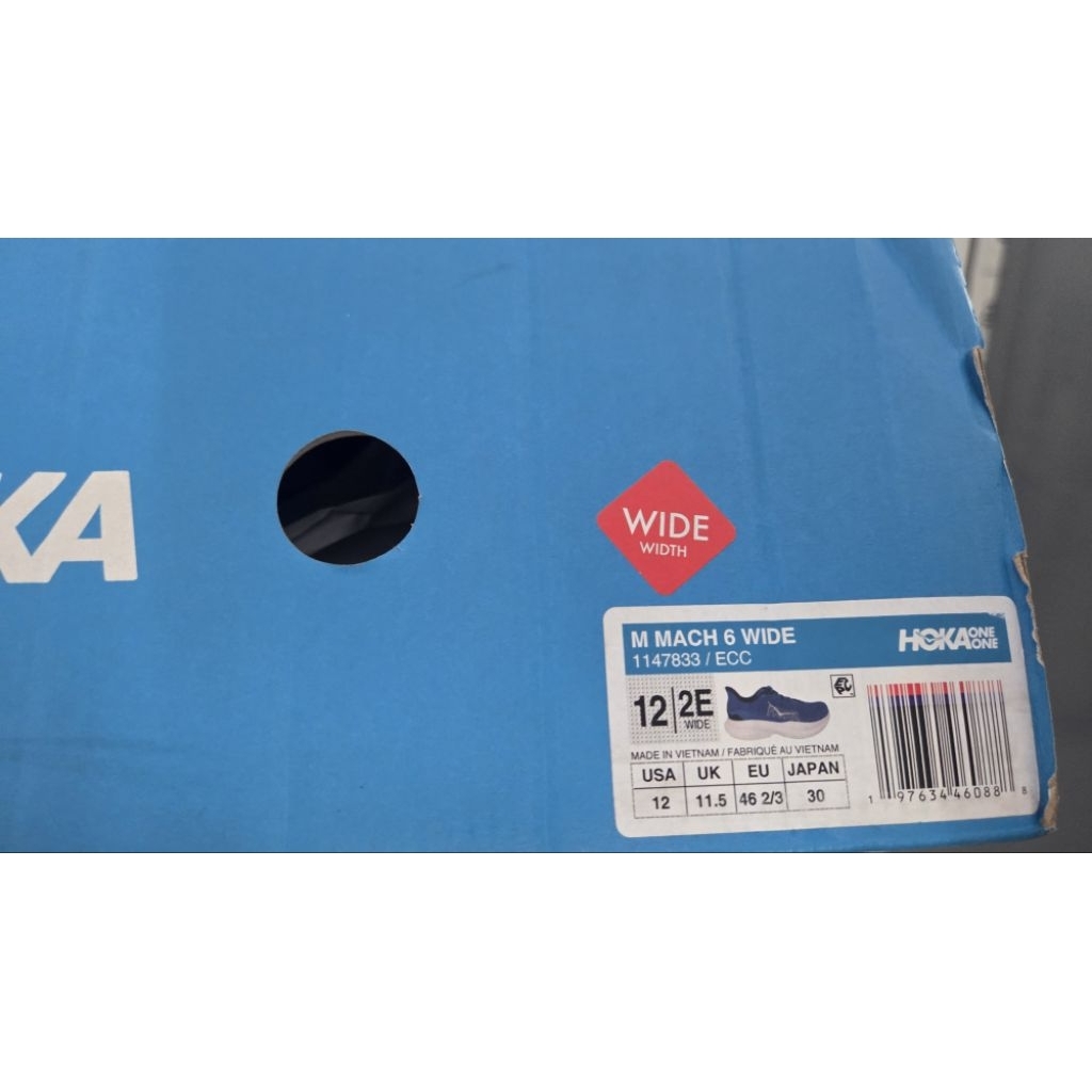 HOKA MACH 6 COBALT BLUE (SECOND LIKE NEW) 46 2/3) (WIDE)