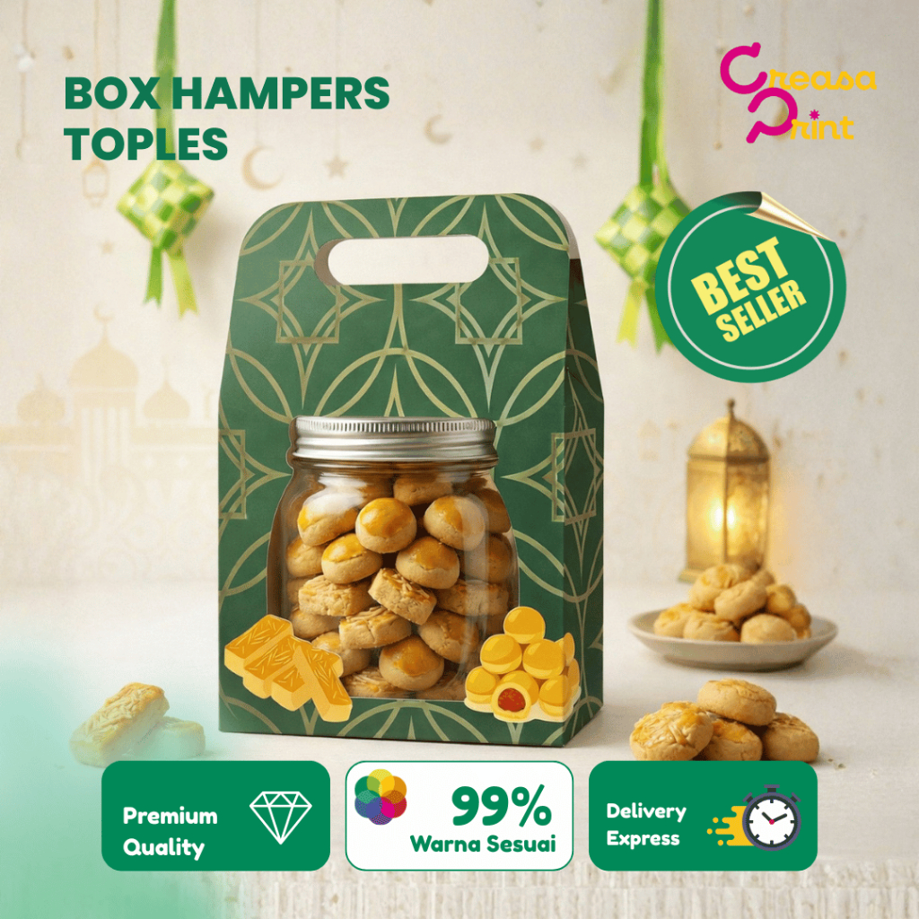 Creasa Print - Box Jinjing Toples Kue Kardus Hampers Lebaran Kotak Kue - Box Tenteng Jar Isi 1 Tople