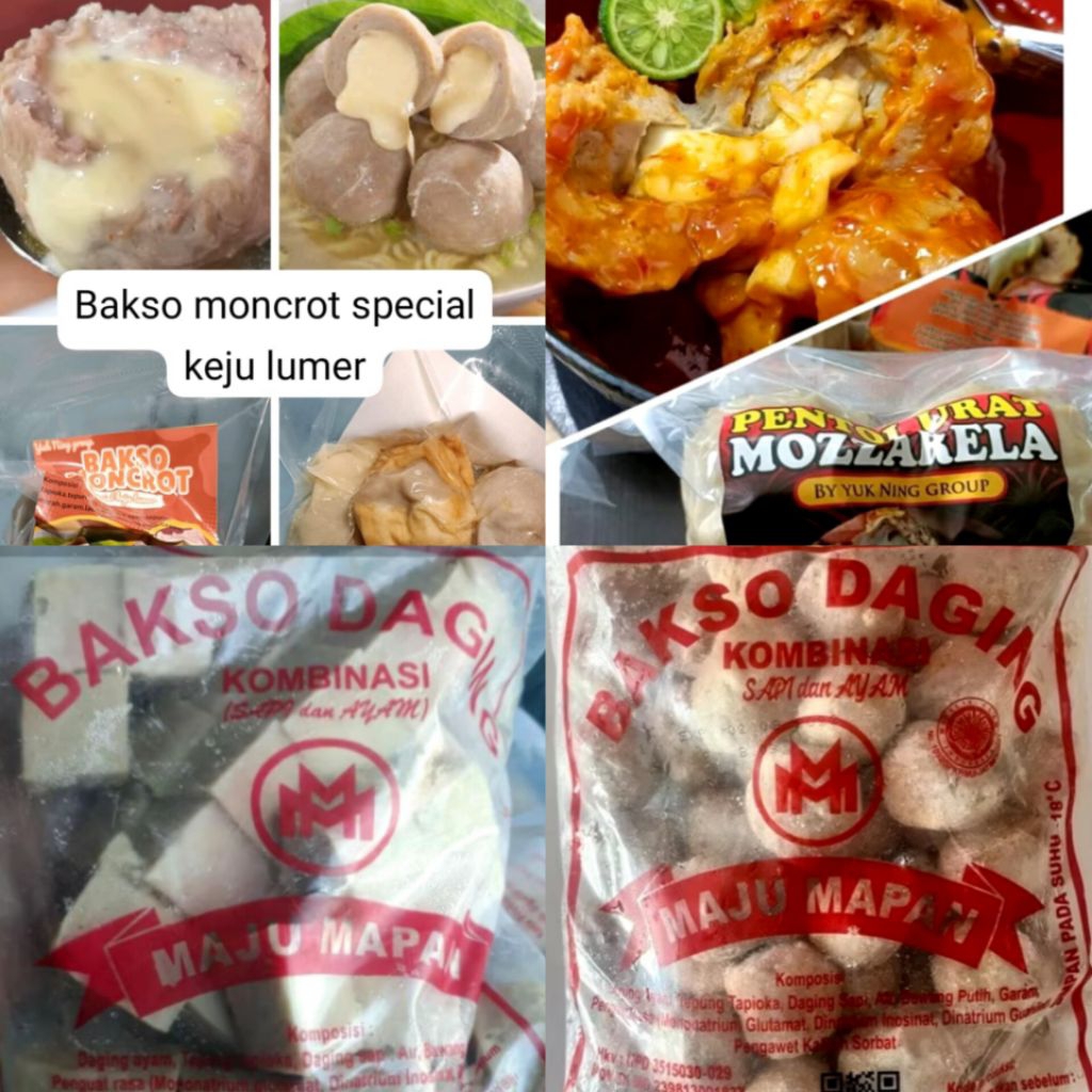 Pentol Bakso Keju Moncrot Mozzarella Pentol Daging Maju Mapan Bulat Kotak Praktis Tinggal Kukus Anek