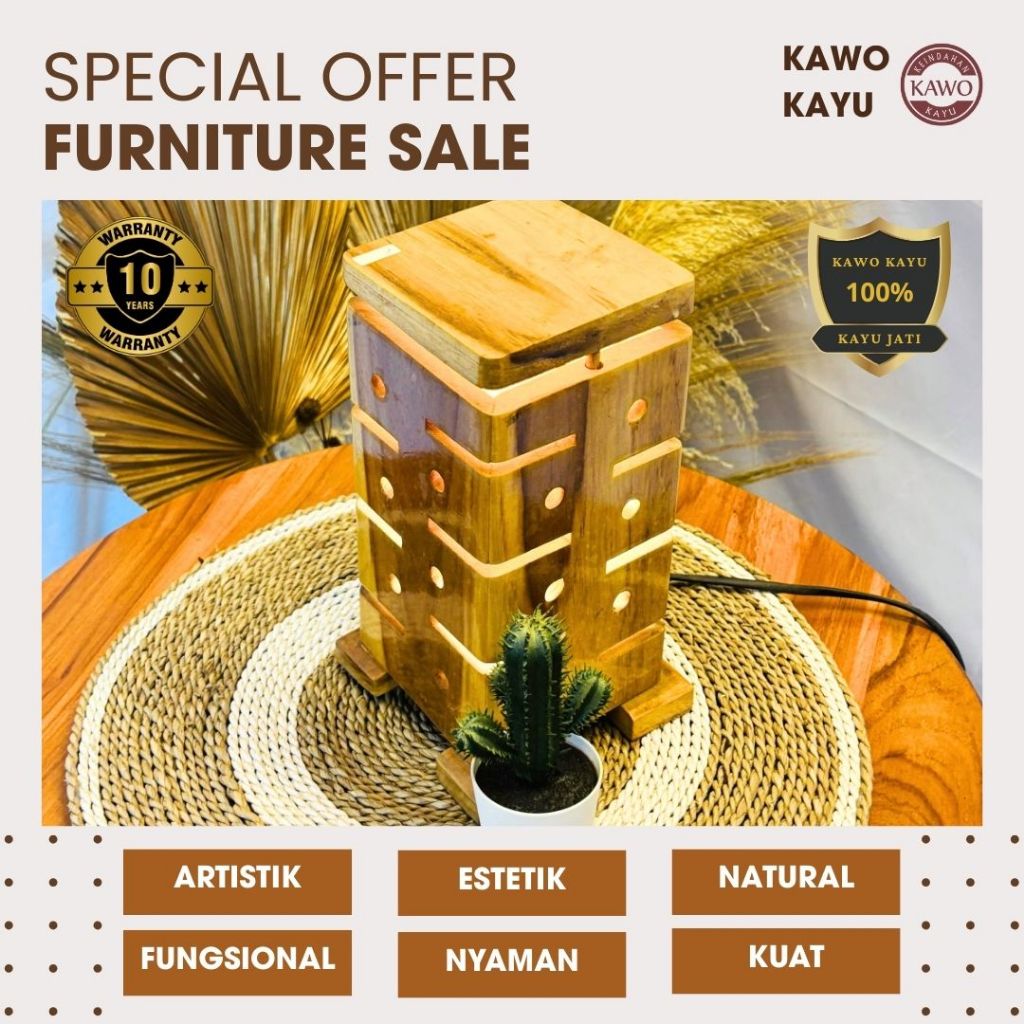 LAMPU MEJA LAMPU HIAS DEKORASI KAYU JATI