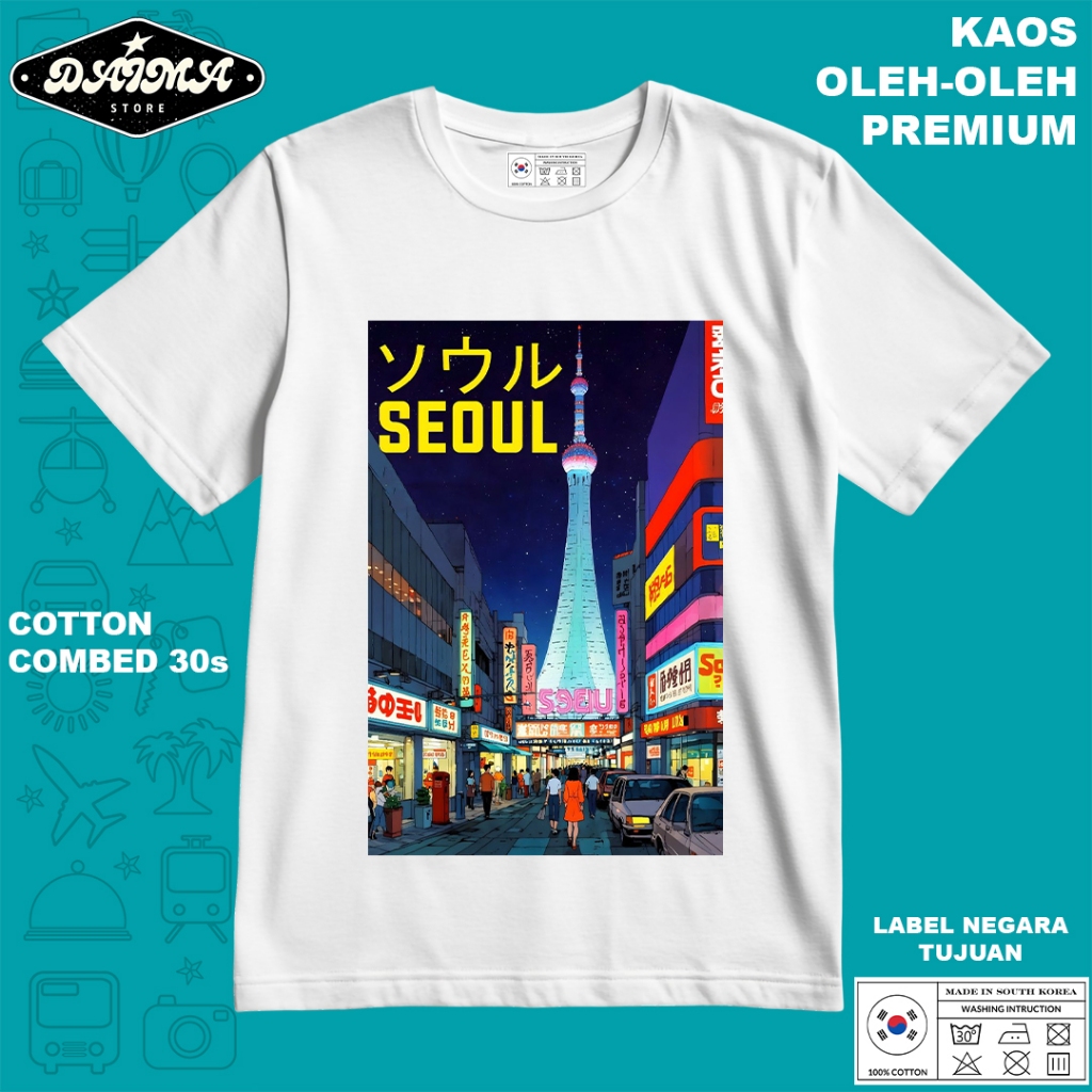 KAOS OLEH OLEH KOREA 1 PAKAI TAG LABEL KOREA ASLI BAJU SOUVENIR PREMIUM GIFT