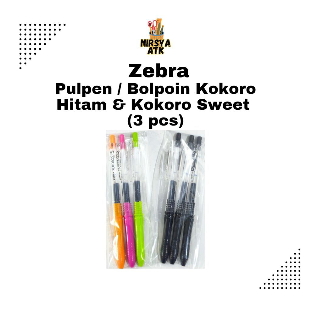 Zebra Pulpen / Bolpoin Gel Kokoro Case Hitam & Kokoro Sweet (3 pcs)