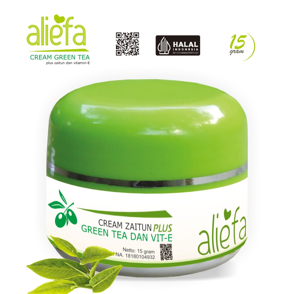 Cream Wajah Aliefa Zaitun Plus Green Tea dan Vitamin E Krim Pelembab Berat 15 Gram Original BPOM