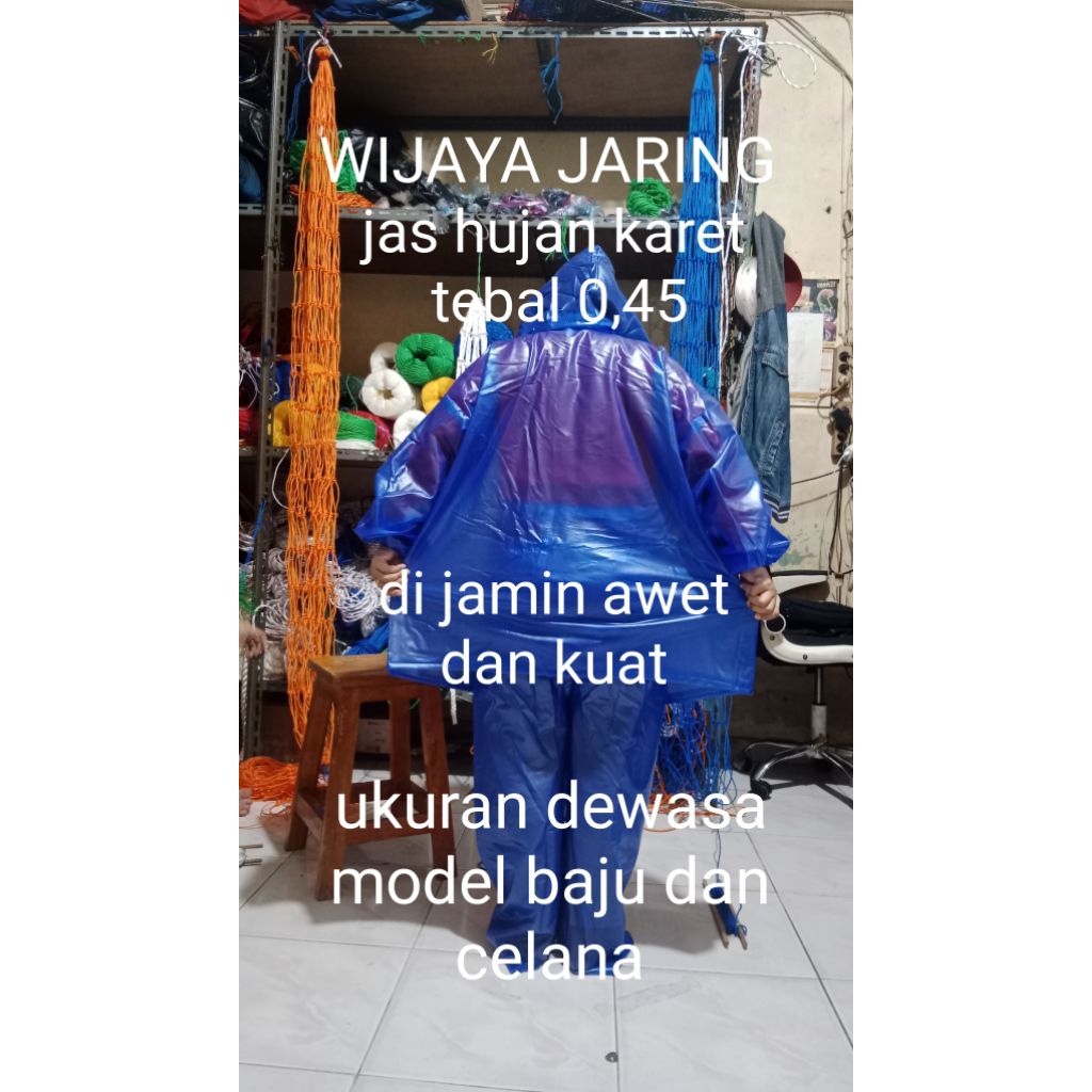 jas hujan karet tebal dewasa kuat dan awet / baju celana