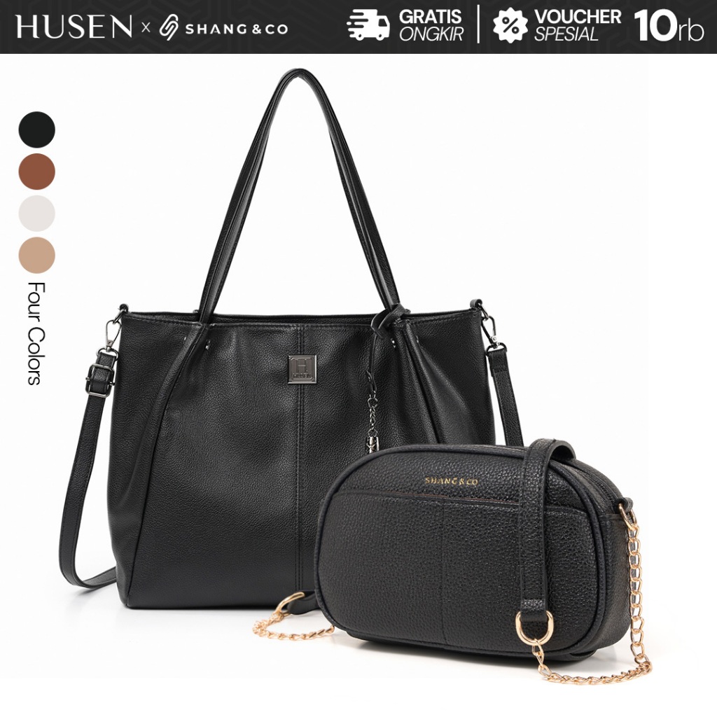 HUSEN x SHANGNCO Tote Bag Wanita Ashley Zenina + Tas Selempang Wanita Hiraki Bag Sling Bag Wanita