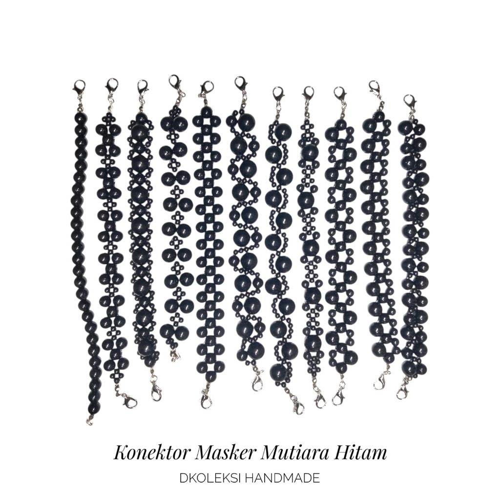 Konektor Masker Mutiara Hitam | Konektor Masker Hijab | Konektor Mutiara