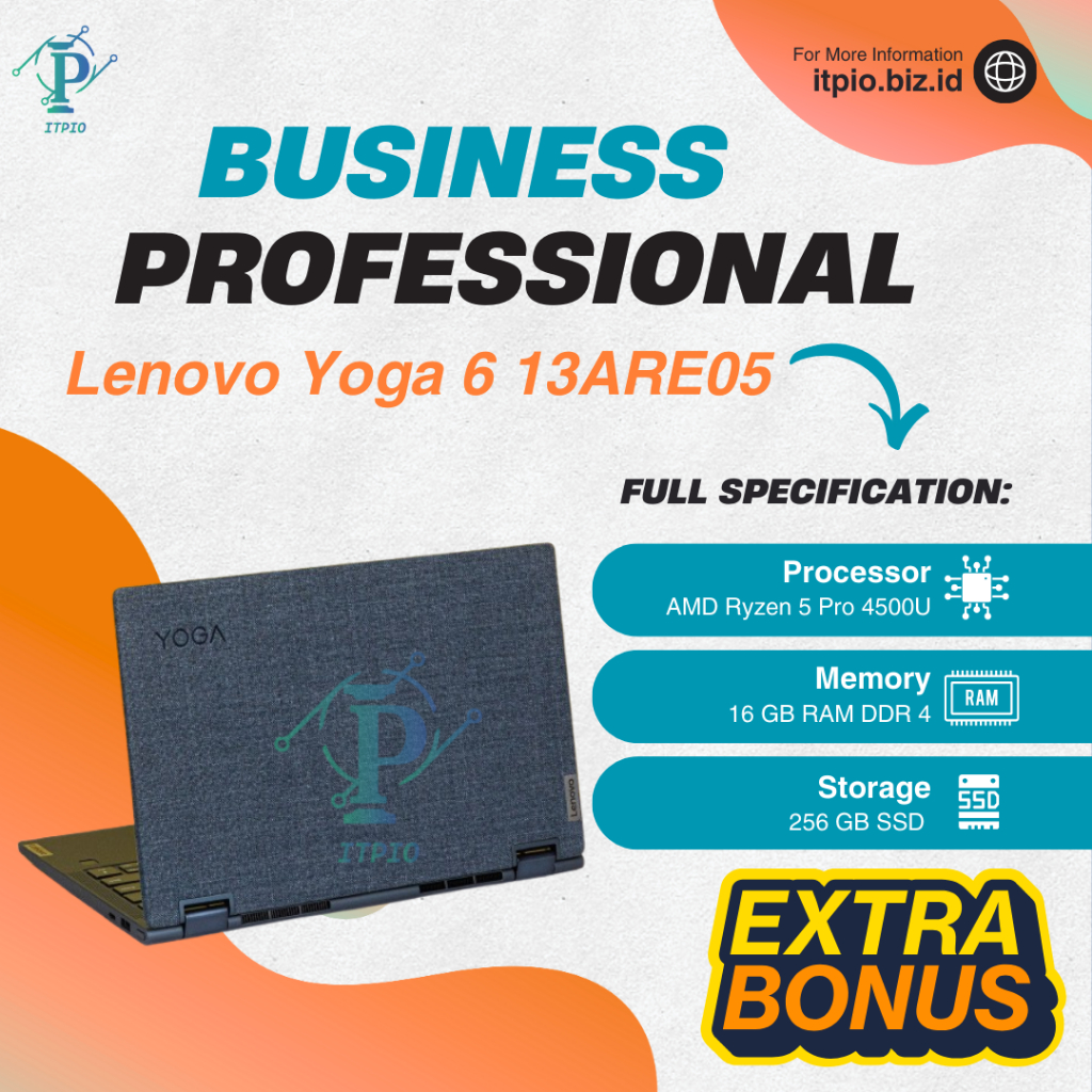 Laptop Lenovo Yoga 6 13ARE05 AMD Ryzen 5 Pro RAM 16GB SSD 256GB | Cocok untuk Desain | Cocok untuk K