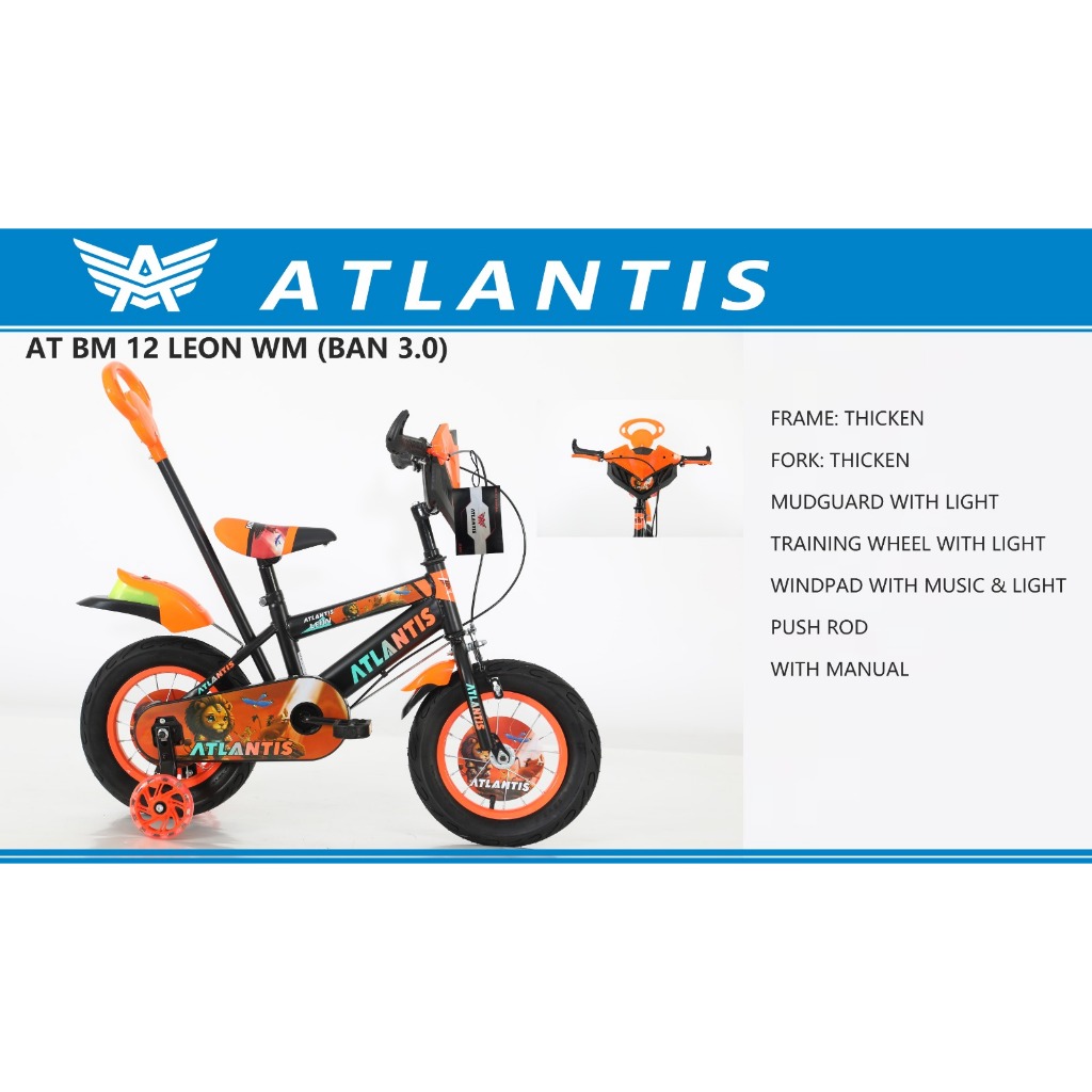Sepeda Anak Laki Laki BMX 12 ATLANTIS LEON BAN POMPA STIR MUSIK