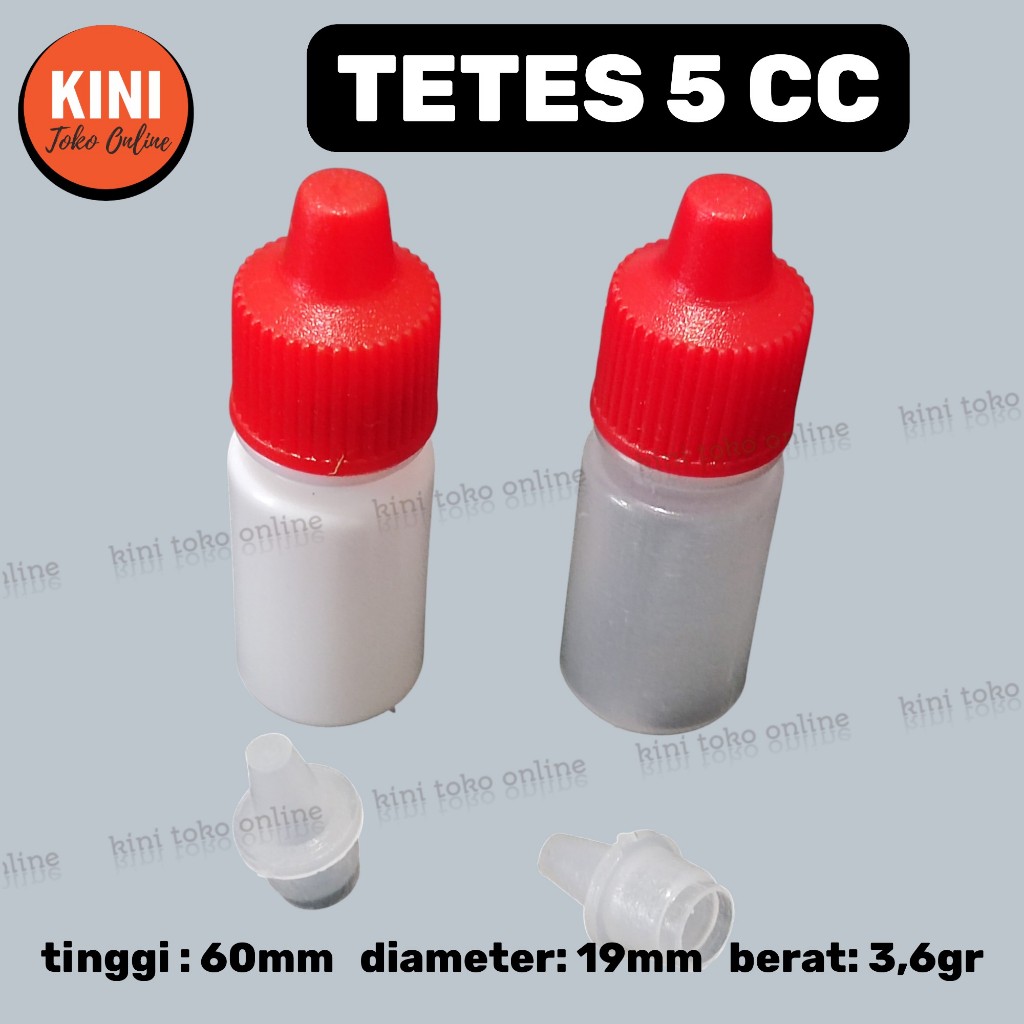 CC BOLONG botol tetes 5 ml NON SEGEL plastik putih natural 5ml TUTUP MERAH HITAM