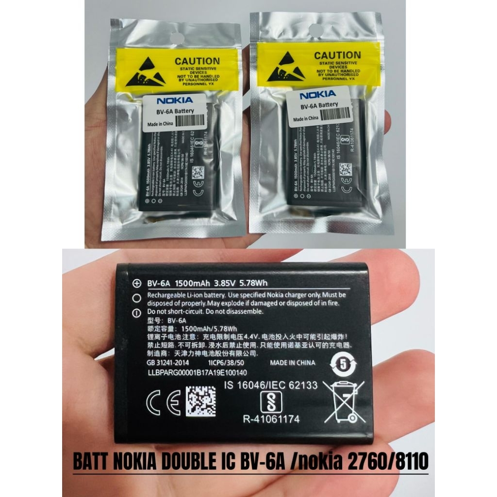 Baterai Batre Nokia BV 6A 2760 / 8110 Premium Original DOUBLE IC