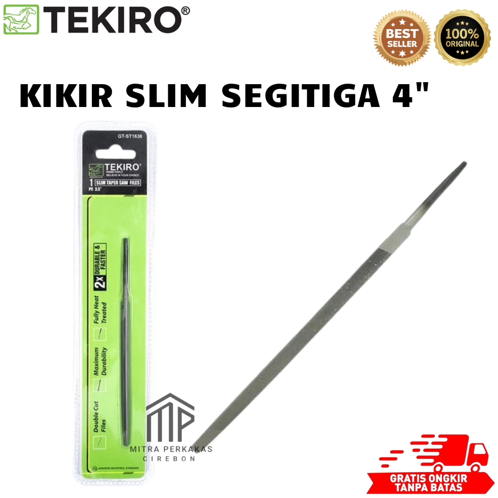 TEKIRO Kikir Segitiga Gergaji Kayu Slim 4" - Cocok untuk mengasah gigi gergaji kayu ORIGINAL 100%