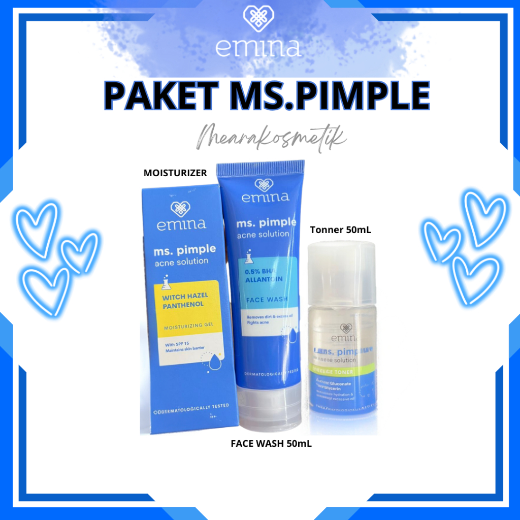 EMINA PAKET Ms Pimple - MOISTURIZER ,FACE WASH , TONNER - ORI BPOM
