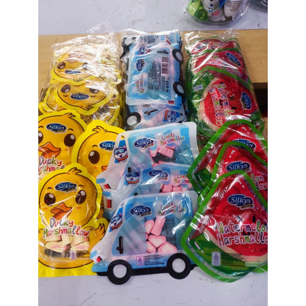 Permen jelly marshmallow  3 sak dpt 30 pack mix semangka  mobil dan bebekn