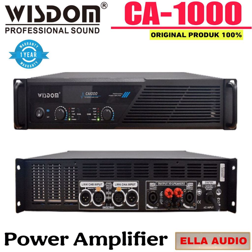 Power Amplifier Wisdom CA1000 CA-1000 Amplifier 2-Channel Wisdom CA 1000