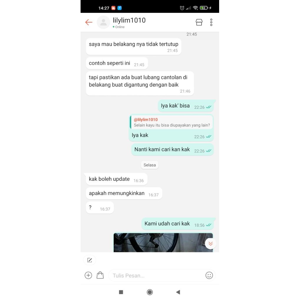 Custom Meja Gantung Belakang Bolong