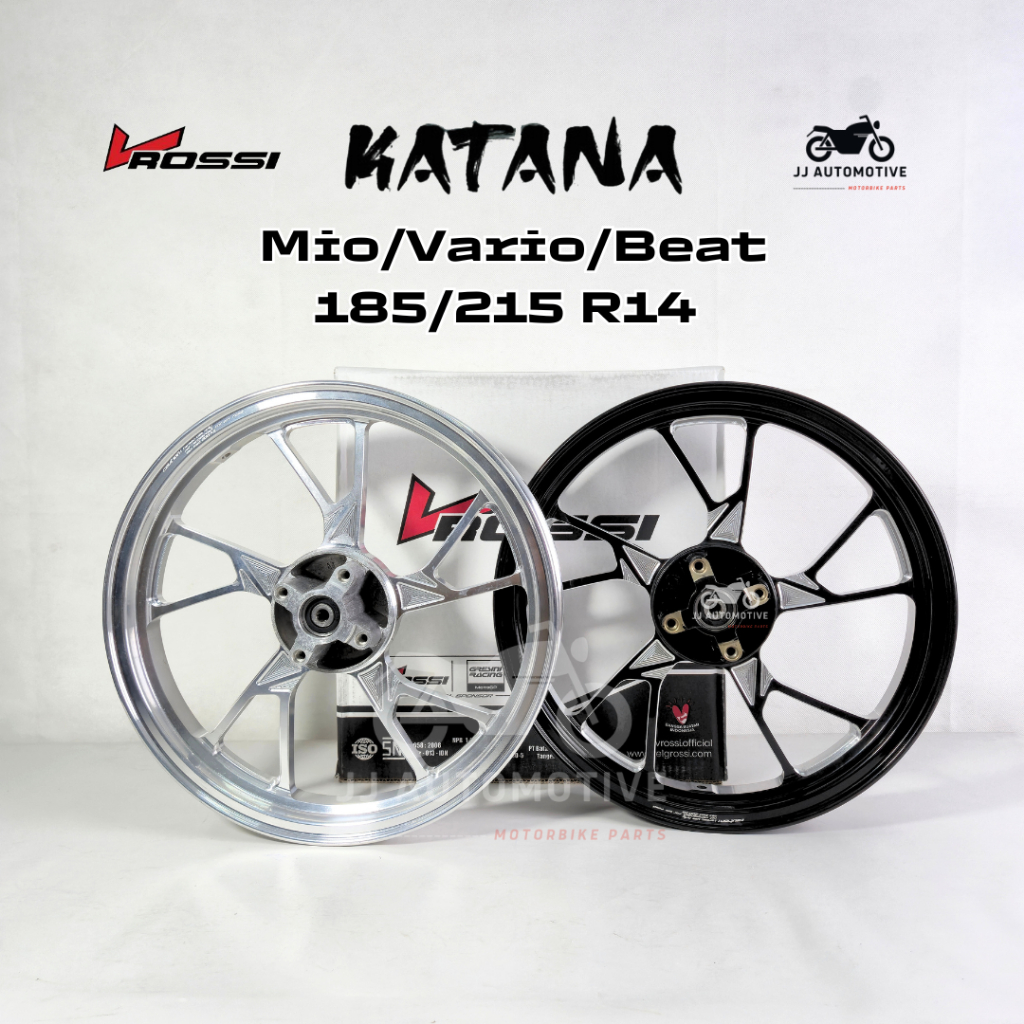Velg VRossi Katana Vario Beat Scoopy Mio Soul Mio Sporty Mio Smile CNC Chrome 185/215 R14