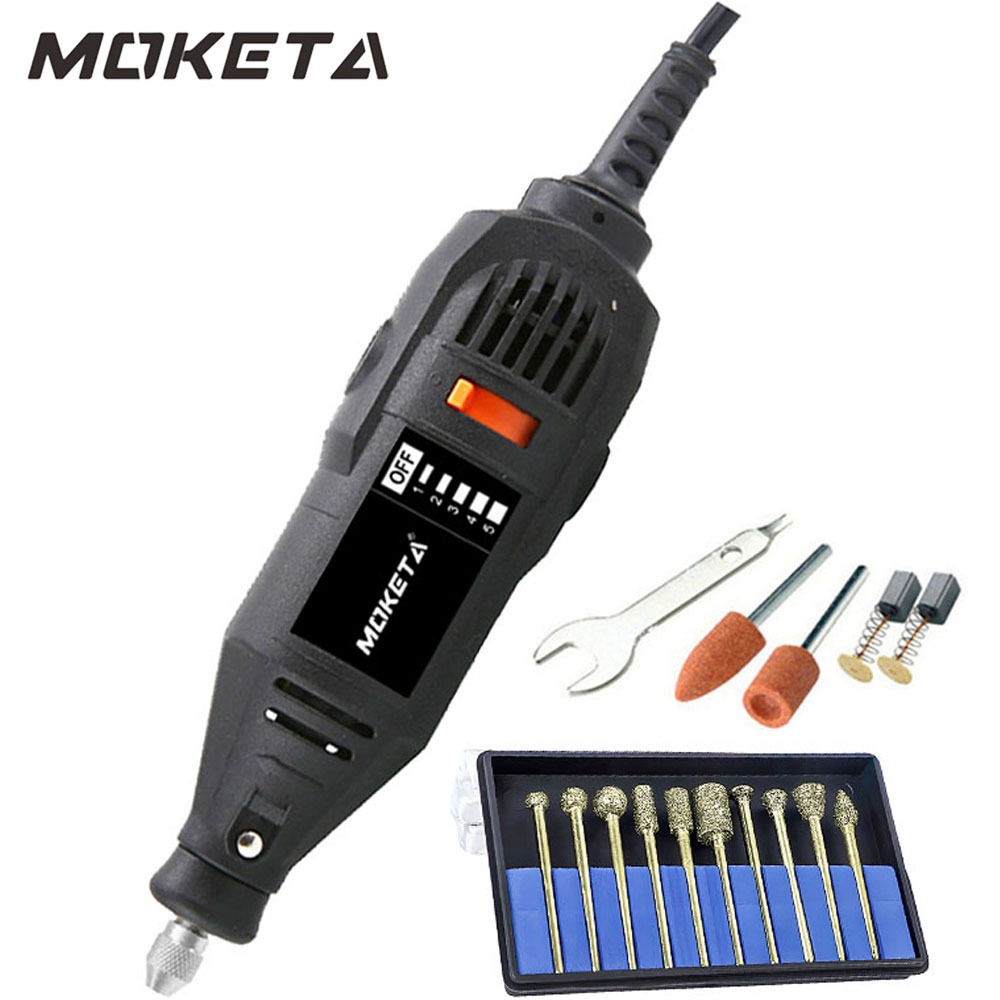 MOKETA Gerenda listrik Bor Mini 500W 40000 RPM Mini Drill Electric Engraver Grinder Ukir Kayu Amplas