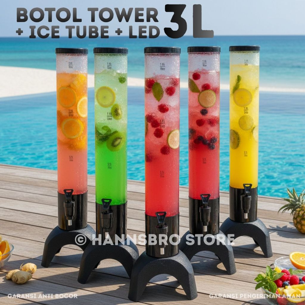 BERGARANSI - 3L Botol Tower Ice Cube Beer Tower Dispenser With LED Light Garansi 1 Bulan / Botol Tow