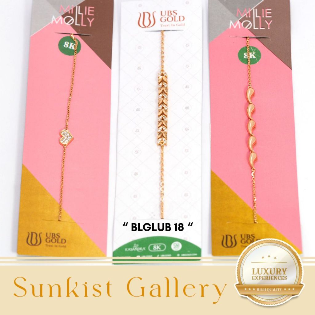 GELANG EMAS SERUT WANITA EMAS ASLI MODEL LOVE, BOTTE & SHIMMER MINIMALIS KEKINIAN SIMPLE EMAS MUDA K