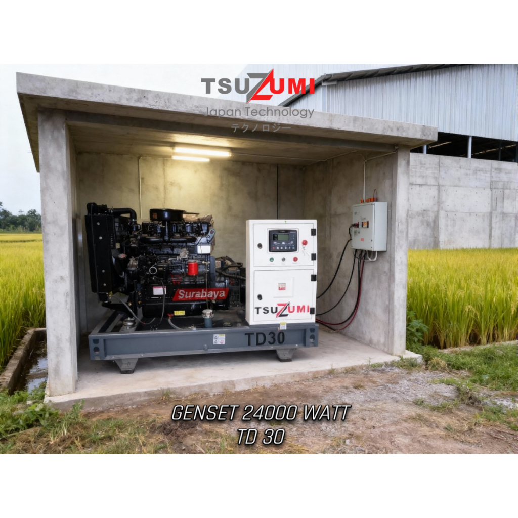 Genset Open 30 KVA Diesel 24000 Watt Tsuzumi TD 30 KVA Japan Technology