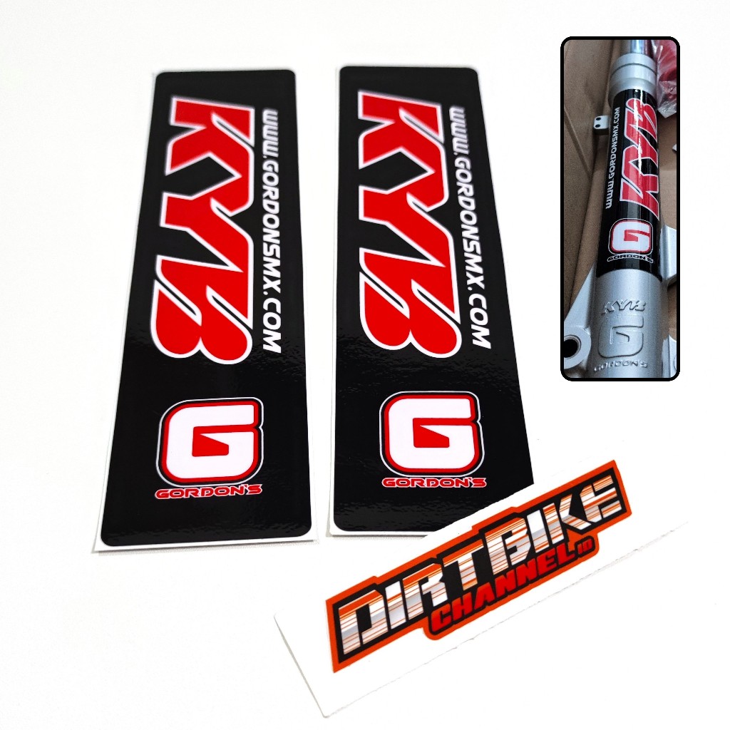 STIKER STICKER ORIGINAL KYB GORDON SHOCK DEPAN TELE TELESKOPIK USD KAYABA KLX CRF WR DTRACKER