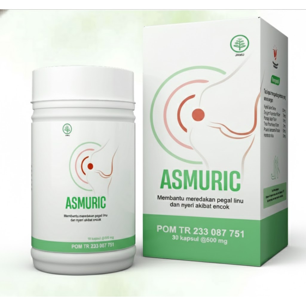 PROMO ASMURIC herbal obat nyeri sendi asam urat dan encok Asmuric 100% original asli 30 kapsul