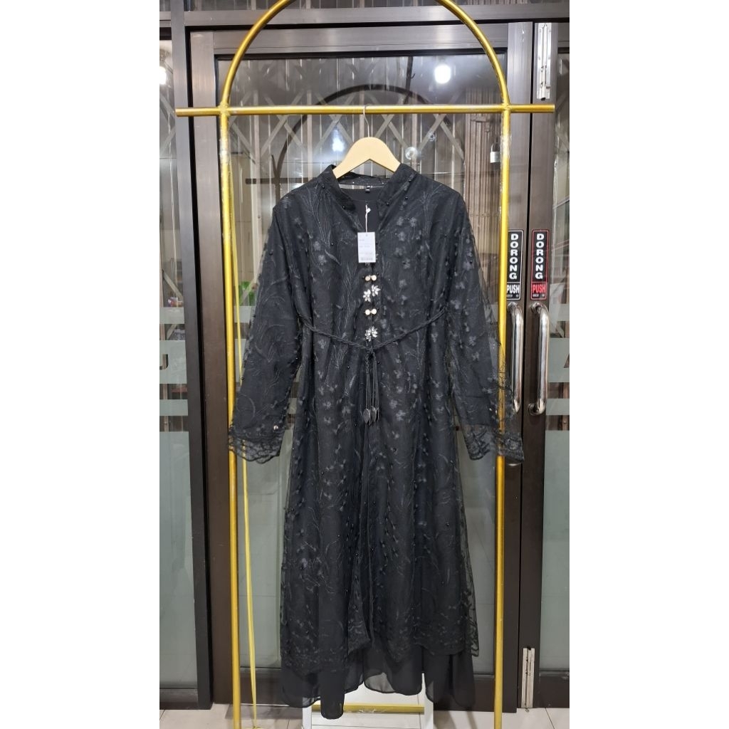 GAMIS BRUKAT HITAM/GAMIS KONDANGAN/GAMIS PESTA/GAMIS LEBARAN