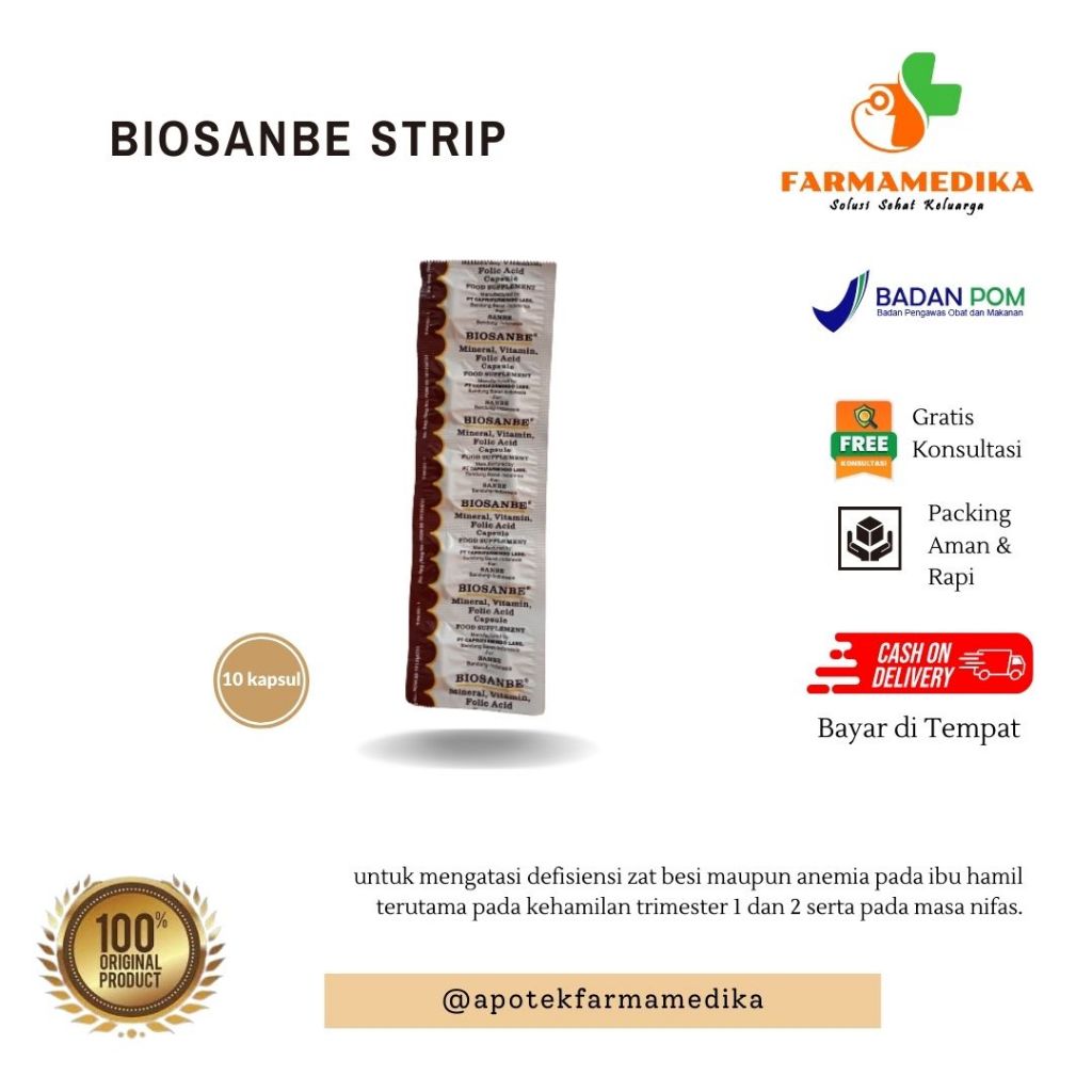 BIOSANBE  Multivitamin BIOSANBE STRIP 10 KAPSUL Strip 10 Kaplet - Suplemen Vitamin menjaga kesehatan